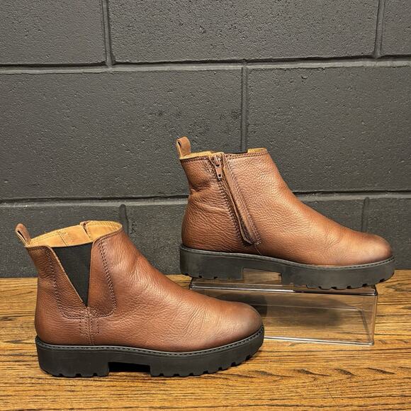 Zodiac Boots Cognac Leather Block Heel Platform Ankle Booties Women’s 8.5 - Picture 2 of 8